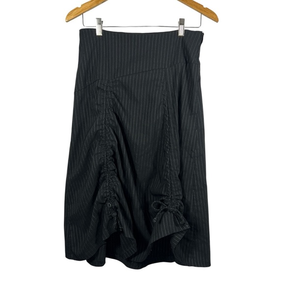 Geri C. Striped Y2K Vintage Asymmetrical Ruched Cinched Midi Skirt 9 - Picture 1 of 7